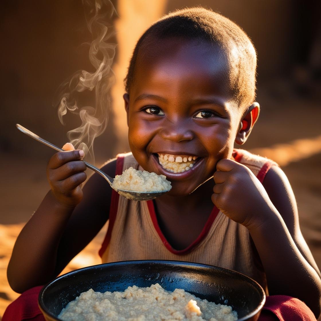 A heartwarming photo of a kenyan child enjoying porridge _20241121_074830_0000